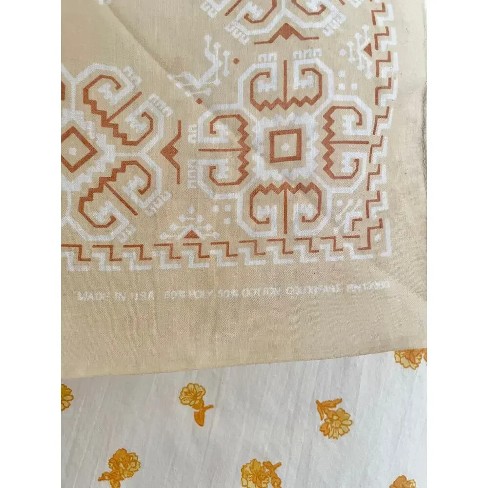Vintage USA Made Southwestern Geometric Bandana Scarf 21”